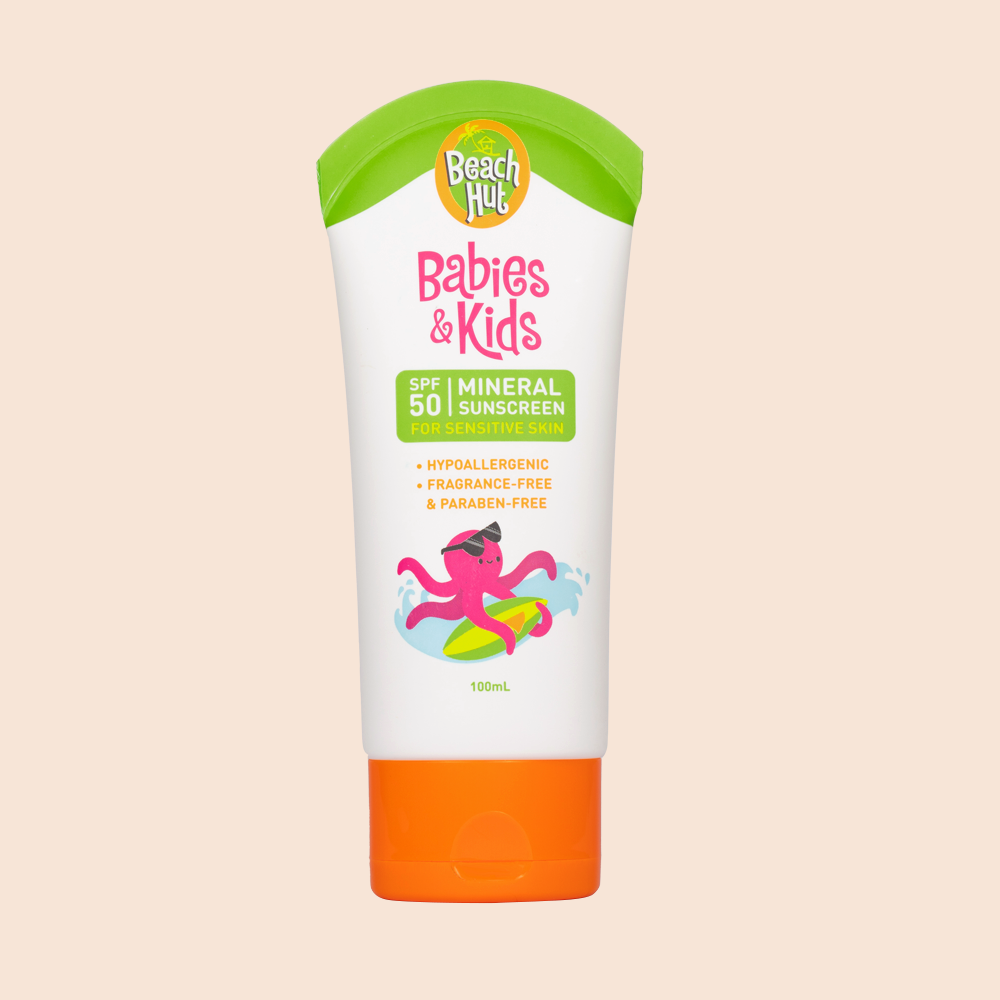 Beach Hut Sunscreen Babies Kids SPF50 Mineral Sunscreen Body Lotion