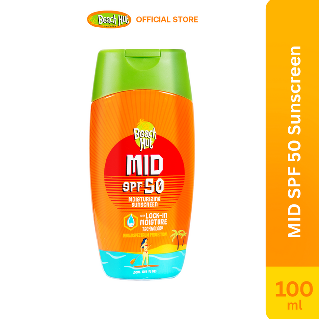 Beach Hut Sunblock MID SPF 50 Lotion Sunscreen 100mL Hover Image
